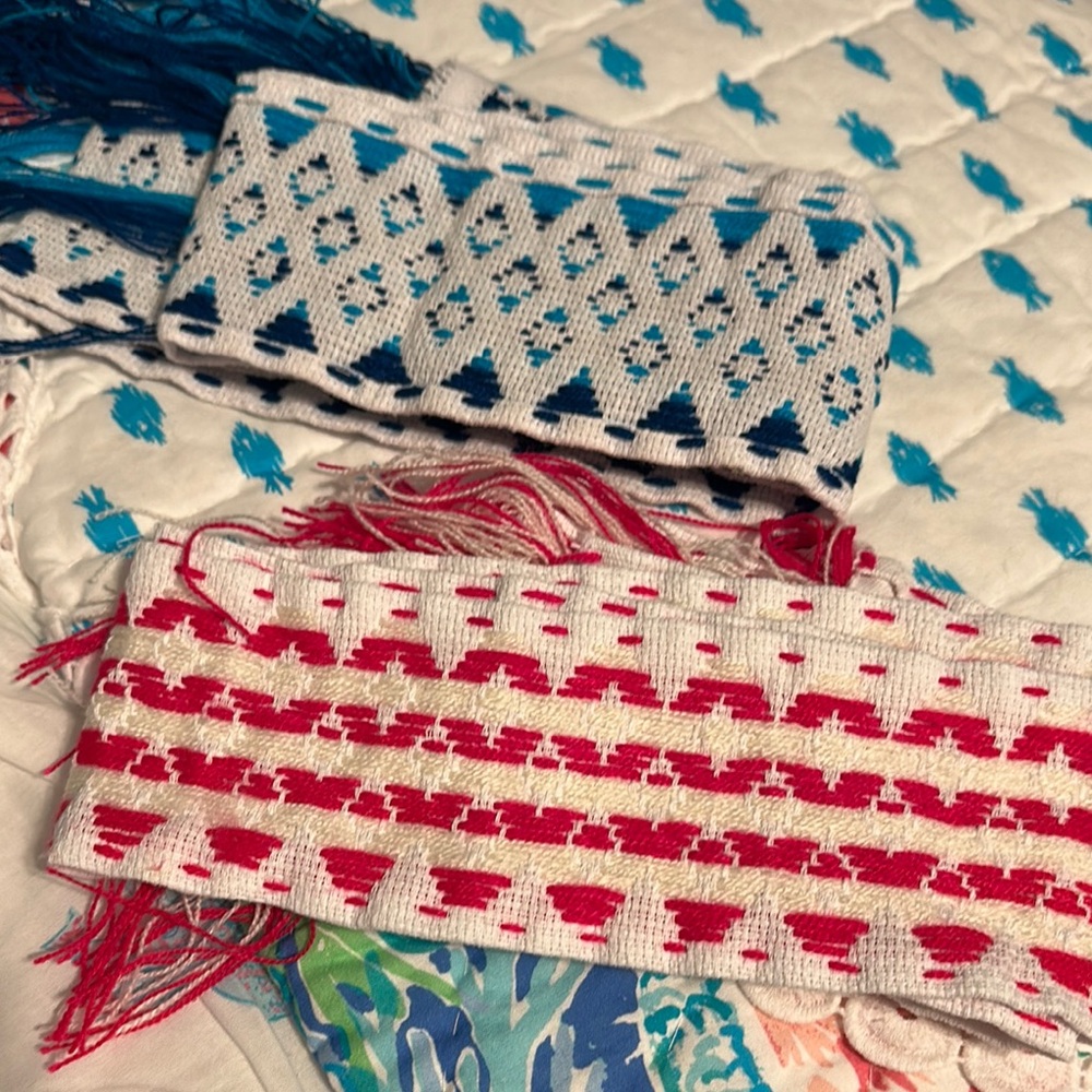 Handwoven pink and Blue Patterned belts